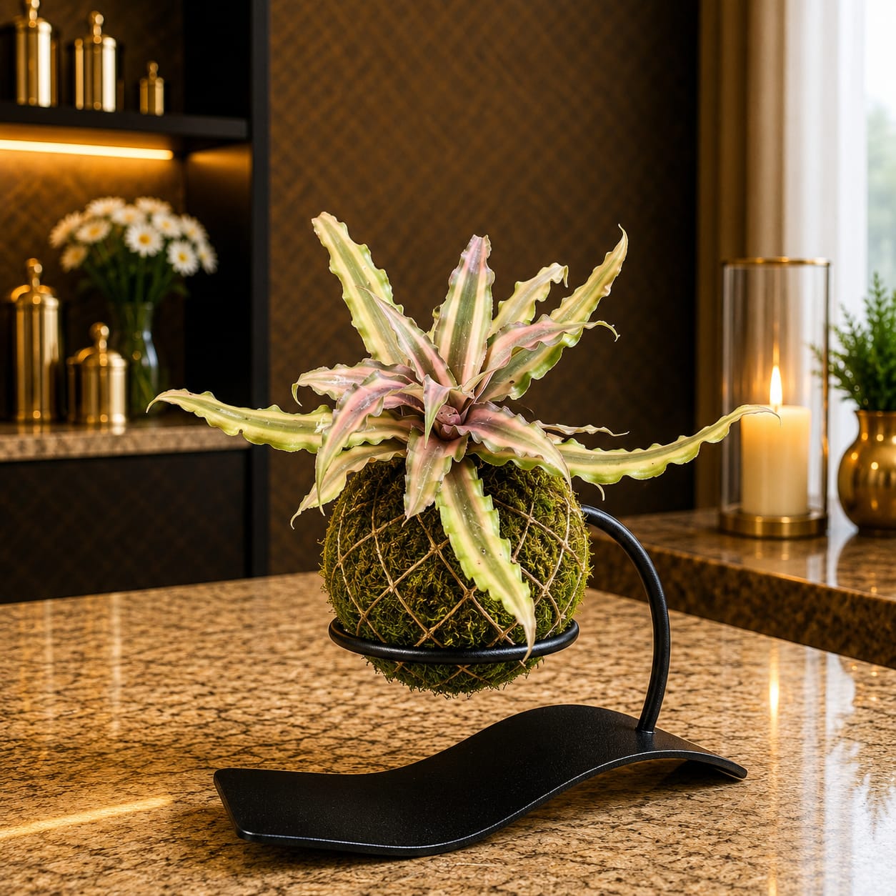 Kokedama cryptanthus Acaulis gray