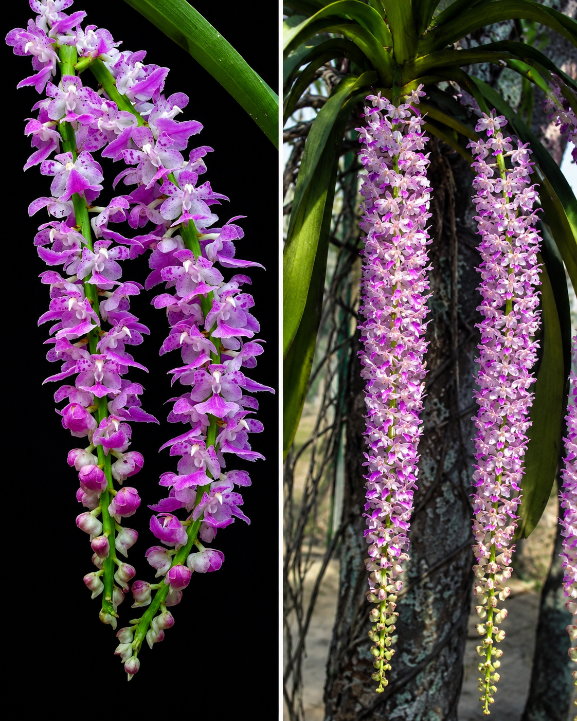 Aerides Multiflora And Rhyncostyls Retusa Foxtail Orchid Plant Pack Of-2