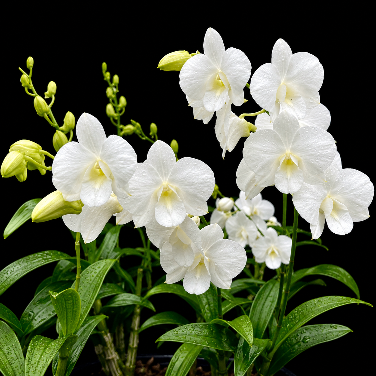 Dendrobiom White Diamond Hybrid Orchid Plant