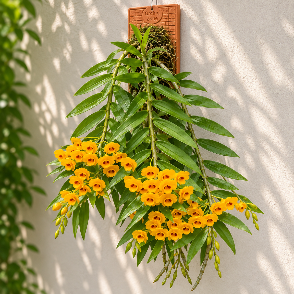 Dendrobium Chrysanthum Species Orchid | Premium Terracotta Plate Mounted Orchid