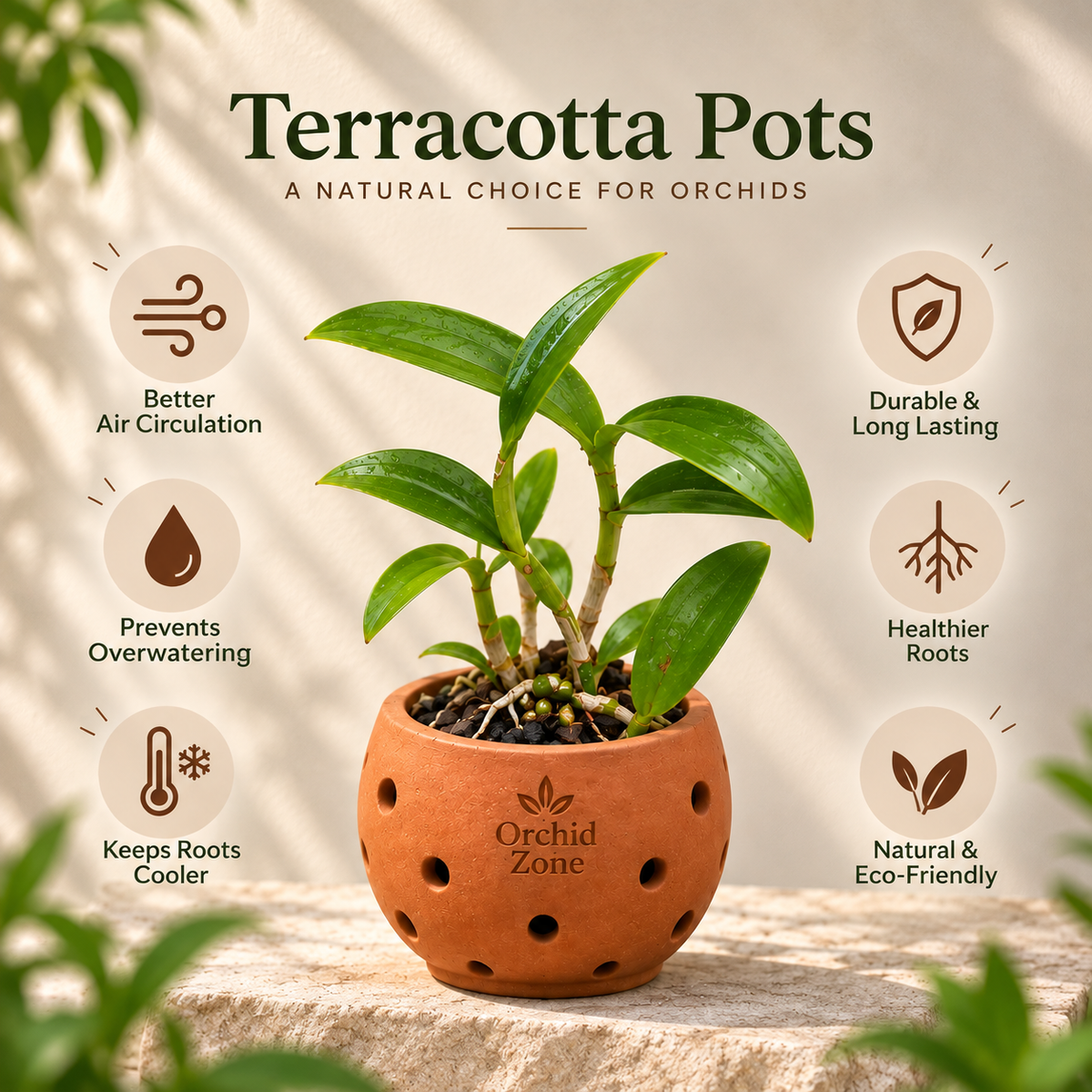 Dendrobium Orchid 5 Plant Combo – 5 Different Colours with Terracotta Pots