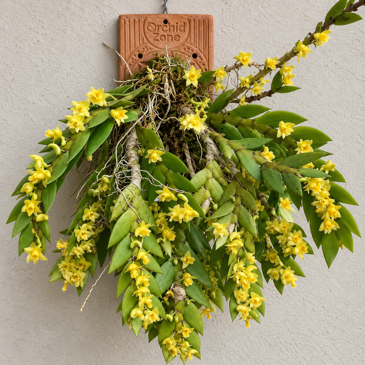 Dendrobium Anceps Species Orchid | Premium Terracotta Plate Mounted Orchid